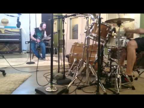 The Vagitarians recording drum tracks