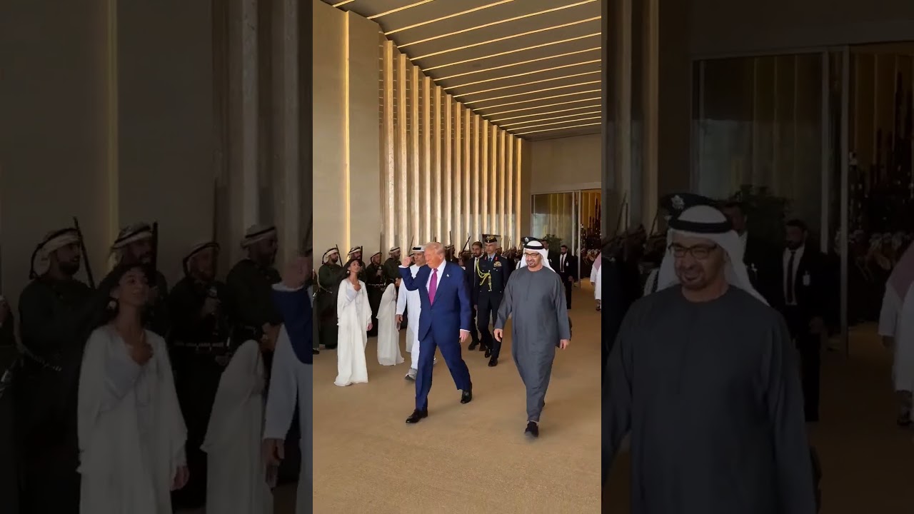 ‘I love it’: Trump greeted by swinging hair dancers in Abu Dhabi