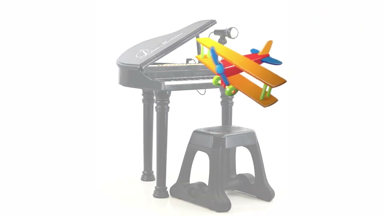 Black Electronic Piano With Microphone and Stool