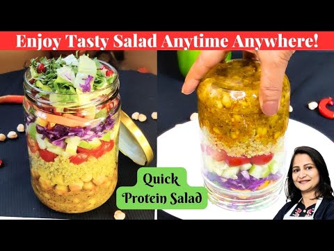 High Protein Salad | Office Lunch | Chickpea Quinoa Salad Jar | Healthy Lunch Ideas | Summer Recipes