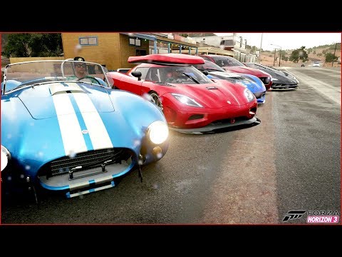 RACHA OFICIAL AGERA VS FORD VS JAGUAR VS CENTENARIO VS CORVETTE - Forza Horizon 3 ONLINE