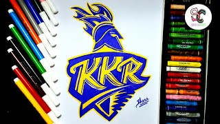 How to draw kolkata knight riders logo/KKR logo Drawing step by step/kolkata knight riders logo Draw