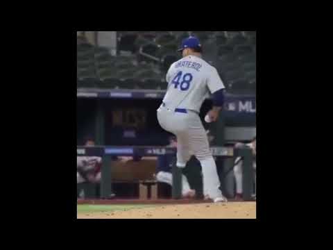 Brusdar Graterol Slow Motion Pitching Mechanics (First Base Side View)
