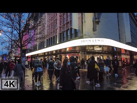 John Lewis Store Oxford Street, London on Christmas Eve 🎅 Inside Look  👀 Walking Tour [4K, 3D Audio]