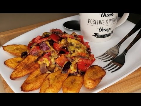 A Typical Nigerian Breakfast Recipe | Fried Plantain Egg Vegetable Fried. Healthy Breakfast Recipe