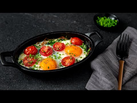 Baked Eggs With Spinach & Ham
