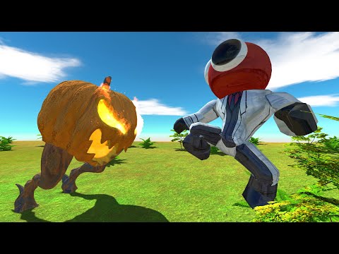 Rainbow Friends Red vs Pumkin Lantern Halloween - Animal Revolt Battle Simulator