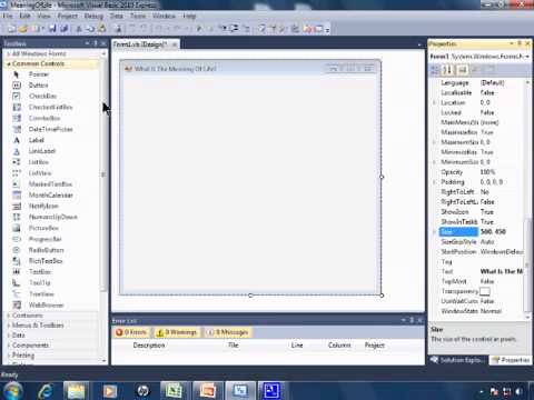 Visual Basic 2010 Express Tutorial 3   Programming The Meaning Of Life 2