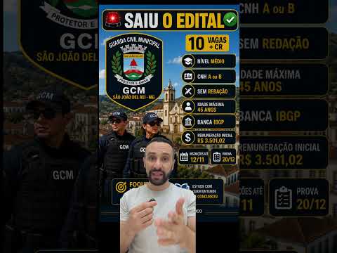 Concurso aberto Em São João Del Rei - MG