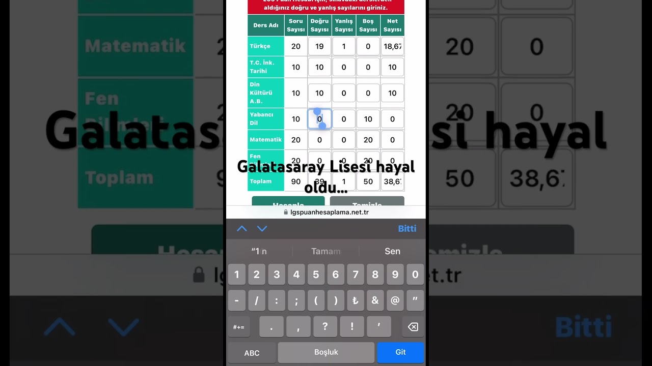 LGS 2025 Sonucum???? Kaç net yaptım???? #keşfet  #galatasaraylisesi #lgs2025