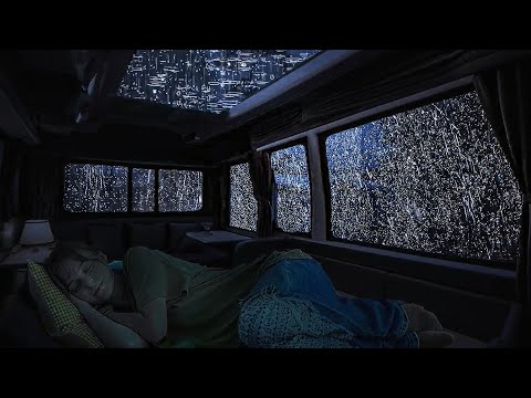 Rain Sounds For Sleeping 💤 - 99% Instantly Fall Asleep With Rain Sound In Campervan | Black Screen
