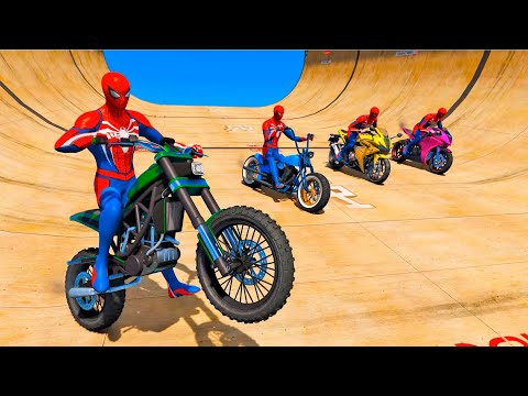 SPIDER-MAN AND FRIENDS MOTORCYCLE JUMP! MOTORCYCLES WITH SPIDERMAN #51 - IR GAMES 🏍️😂