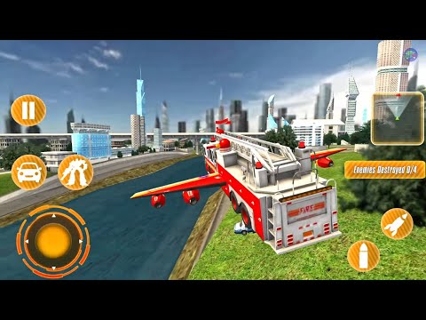 Flying Firefighter Truck Transform Robot Games - Android Gameplay