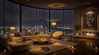 New York Rainy Lounge 🌧️✨ Smooth Jazz & Cozy Penthouse for Calm Evenings