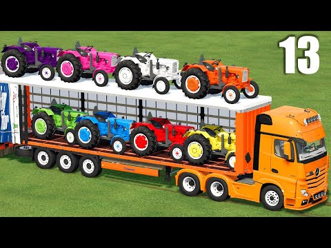 MINI TRACTORS OF COLORS ! TRANSPORTING MINI URSUS TRACTORS TO GARAGE ! Farming Simulator 22 #13