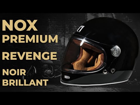 Casque Nox Premium Revenge noir brillant, casque moto vintage