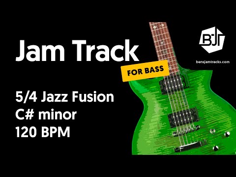 5/4 Jazz Fusion Jam Track in C# minor (for bass) "Five Star" - BJT #44