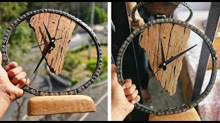 DIY Handmade Wall Clock Using Bike Chain and Wood | Rustic Home Decor Idea
