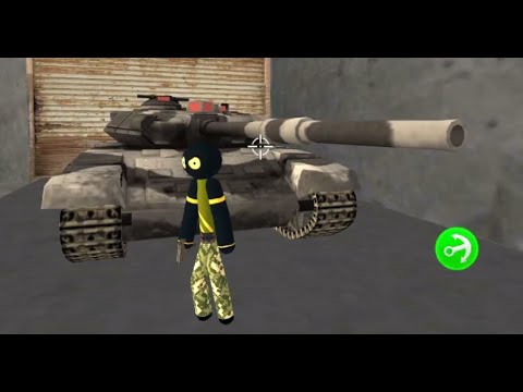Army Stickman Rope Hero Stolen Military Tank Android Gameplay HD.