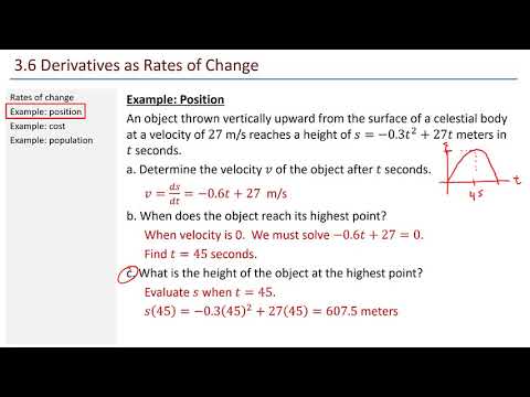 Math 211 - 3.6 Derivatives as Rates of Change