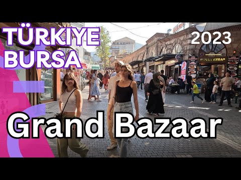 Excursão a pé Türkiye Bursa -Grande Mesquita (Ulu Camii)-Grande Bazar-Koza Han-Setembro de 2023-(4K 60fps)
