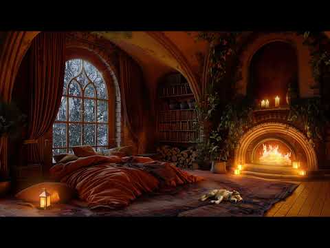 Castle Room Haven with Thunderstorm, Fireplace & Rain Sounds to Sleep Right Away - 8 Hours