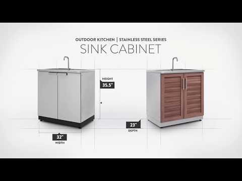 Newage Outdoor Kitchen 4 Piece Set With 40 Inch Insert Grill Cabinet Newage Stainless Steel Sink Cabinet