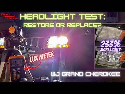 What's better? Restored or New Headlights?  We'll show you what's best using this WJ Grand Cherokee