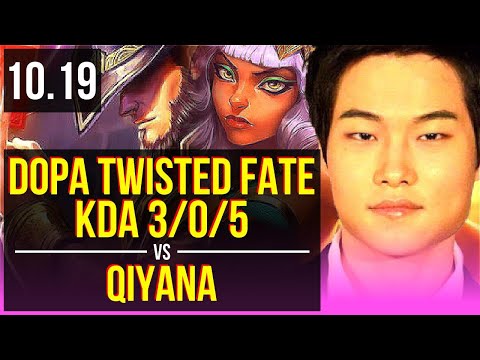 Dopa TWISTED FATE vs QIYANA (MID) | Rank 9 Twisted Fate, KDA 3/0/5 | KR Challenger | v10.19