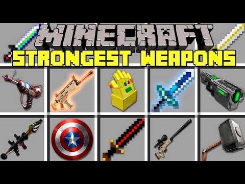 Minecraft STRONGEST WEAPONS MOD l INFINITY GAUNTLET, FORTNITE SCAR, RPG & MORE! l Modded Mini-Game