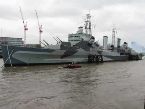 HMS Belfast fires cannons for 1812 Overt