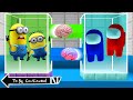 BRAIN EXCHANGE MINIONS vs AMONG US in MINECRAFT ! WHAT'S INSIDE MINIONS - Animation Gameplay