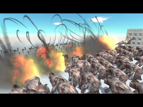100 ROCKY vs 100 Mutant Primates and Modern Mammals Animal Revolt Battle Simulator