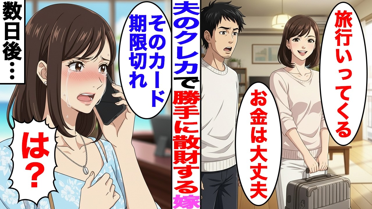 【漫画】「買っちゃったｗ」夫のクレカを勝手に利用して散財する嫁→「期限切れてるよ？」と伝えた結果…【スカッと】【ママスカ】