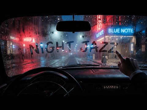 Late Night Drive in 1950s • Gloomy Dark Jazz & Rain on Windshield [1 Hour]