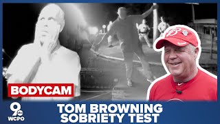 BODYCAM: Reds legend Tom Browning undergoes sobriety test after crashing into house