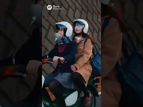 スーパーカブ2人乗りする女子高生