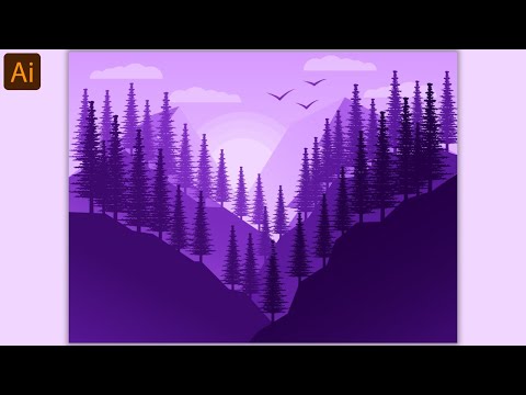 [LANDSCAPE ILLUSTRATOR] Flat landscape illustration Tutorial for Beginners.