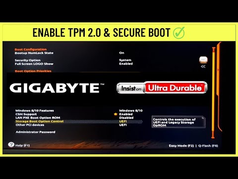 How to Enable Tpm and Secure Boot Gigabyte✅