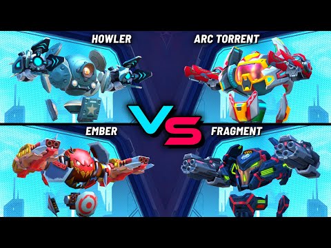 Surge & Howler 12 vs Ember Gun 12 vs Arc Torrent 12 vs Fragment Gun 12 - Mech Arena