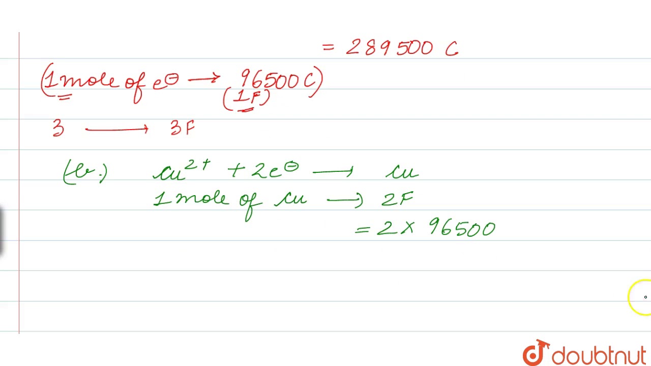 Watch video How much Charge is required for the following reductions `:` `a. 1 mol of Al^(3+) to Al` `b.` ` ... Now How much Charge is required for the following reductions `:` `a. 1 mol of Al^(3+) to Al` `b.` ` ...