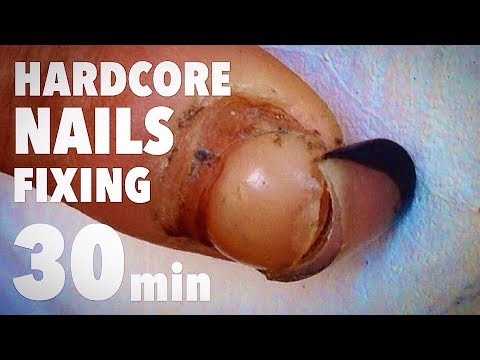 😱HARDCORE NAILS FIXING IN 30 minutes. HARDEST WORK I'VE EVER DONE with GEL NAILS and HARDWARE MANICU