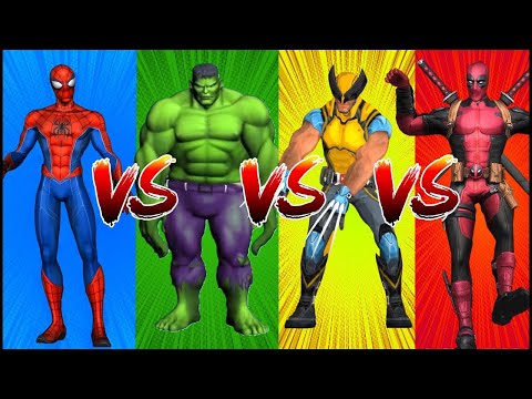 SUPERHEROES COLOR DANCE CHALLENGE Spiderman vs Hulk vs Wolverine vs Deadpool