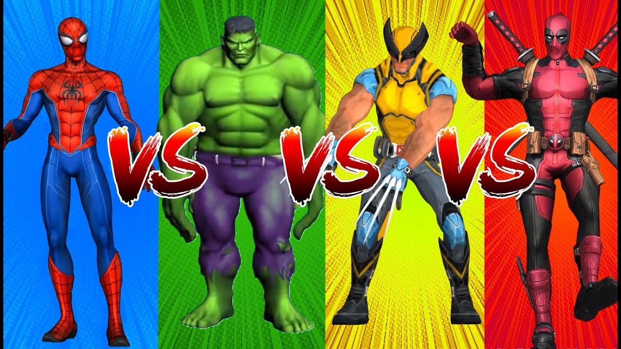 SUPERHEROES COLOR DANCE CHALLENGE Spiderman vs Hulk vs Wolverine vs Deadpool