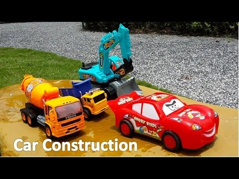 Car Construction - Construction Cranes Trucks Working with MC Queen Cars by HT BabyTV Video