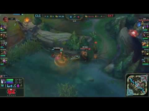 SKT vs CLG INSANE AWESOME FIRST BARON TEAMFIGHT GAME 1- MSI 2016 FINALS