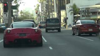 preview picture of video 'Ferrari GTB 599 Fiorano acelerando na Rodeo Drive em Beverly Hills, Los Angeles, CA'
