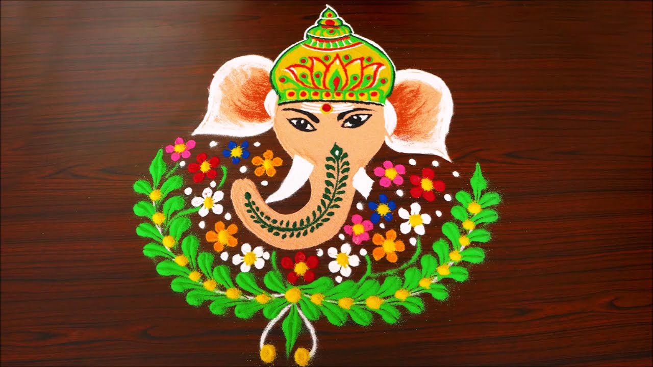 creative festival rangoli design ganesha by simple rangoli