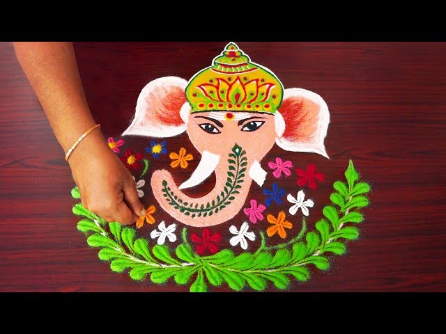 Creative festival rangoli design ganesha by simple rangoli