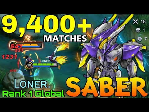 9,400+ Matches Saber Show No Mercy! - Top 1 Global Saber by Lᴏɴᴇʀ - Mobile Legends